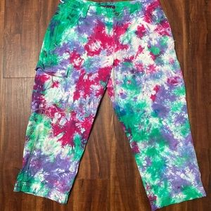Embroidered Ladies Tie Dye High Water Pants